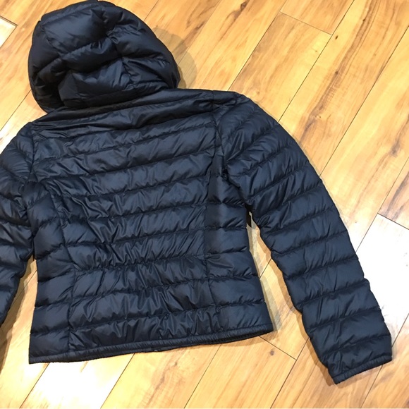 Abercrombie Fitch dark navy blue puffer jacket coat hood cozy warm medium - Picture 8 of 11